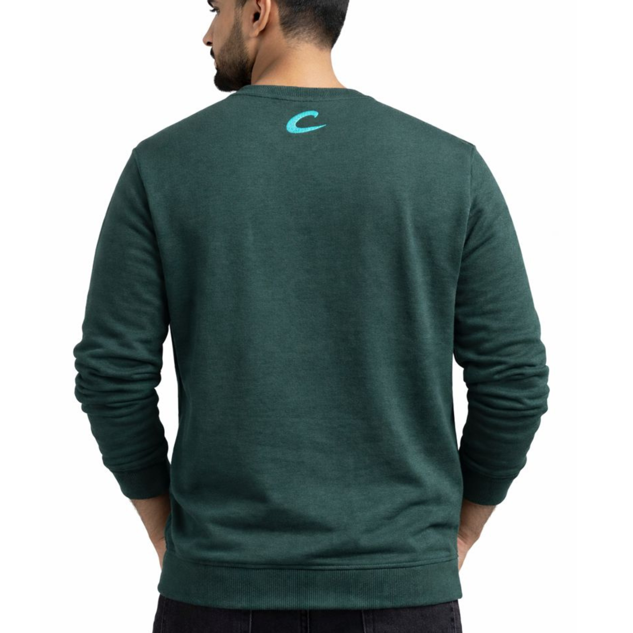 Men’s Recycled Crew Neck Sweatshirt – Get Down Dirty Puff Print | Black, White & Green