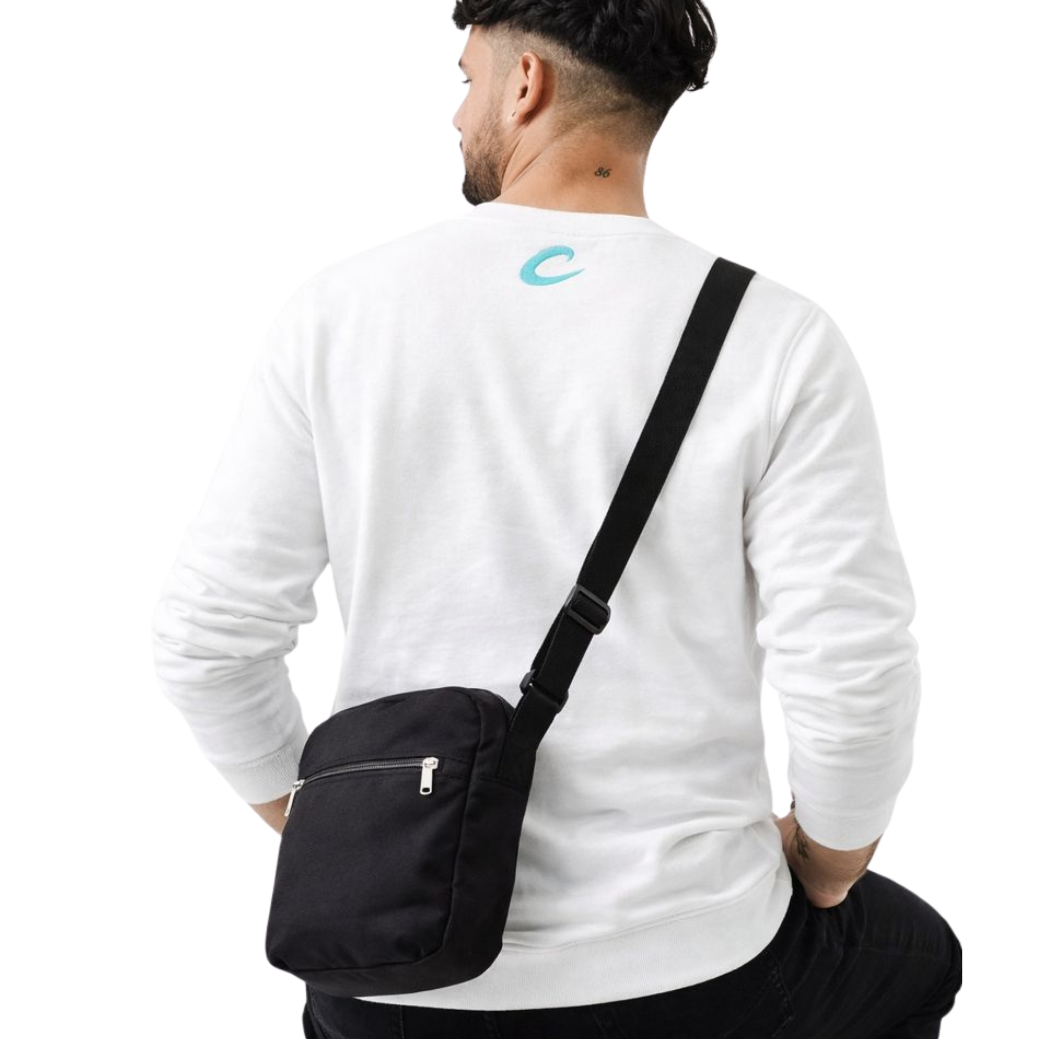 Men’s Recycled Crew Neck Sweatshirt – Get Down Dirty Puff Print | Black, White & Green