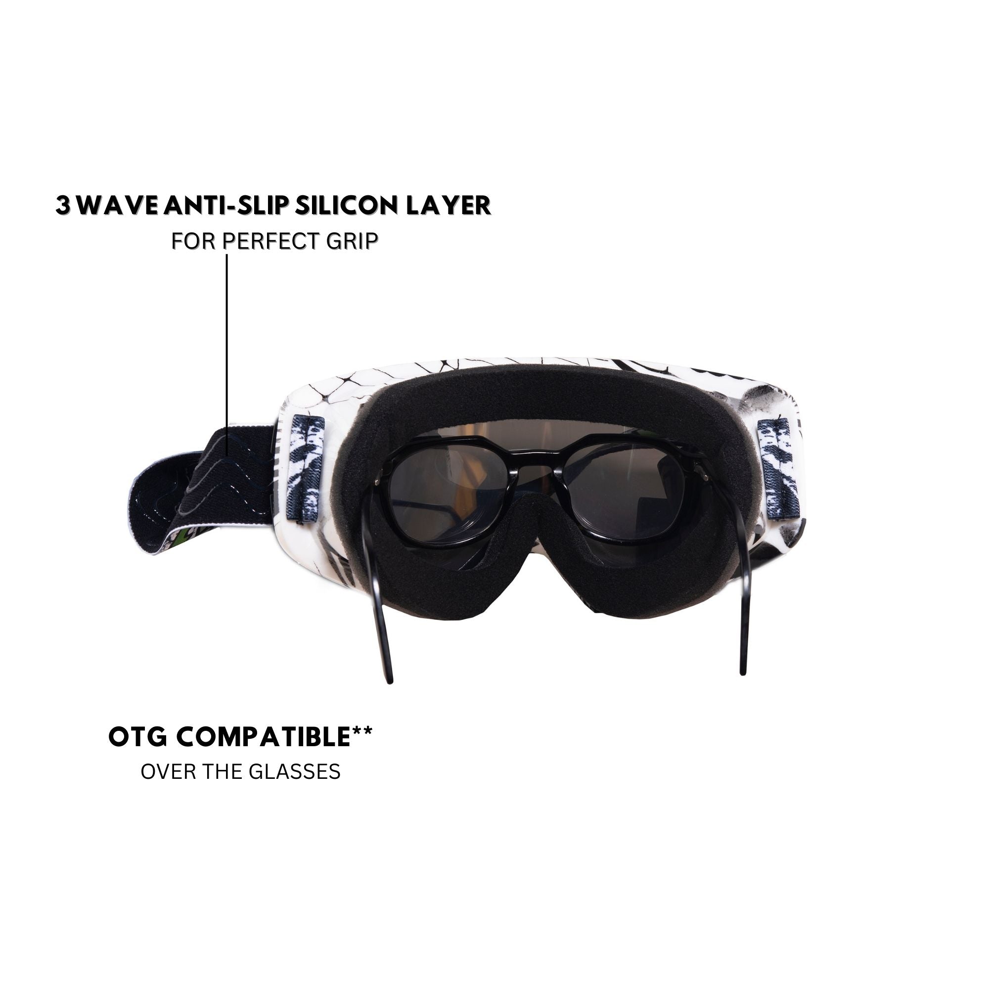 CLAPHIC Raven Smoky Motocross Goggle | Double Layered Anti-Fog, UV400, OTG Fit